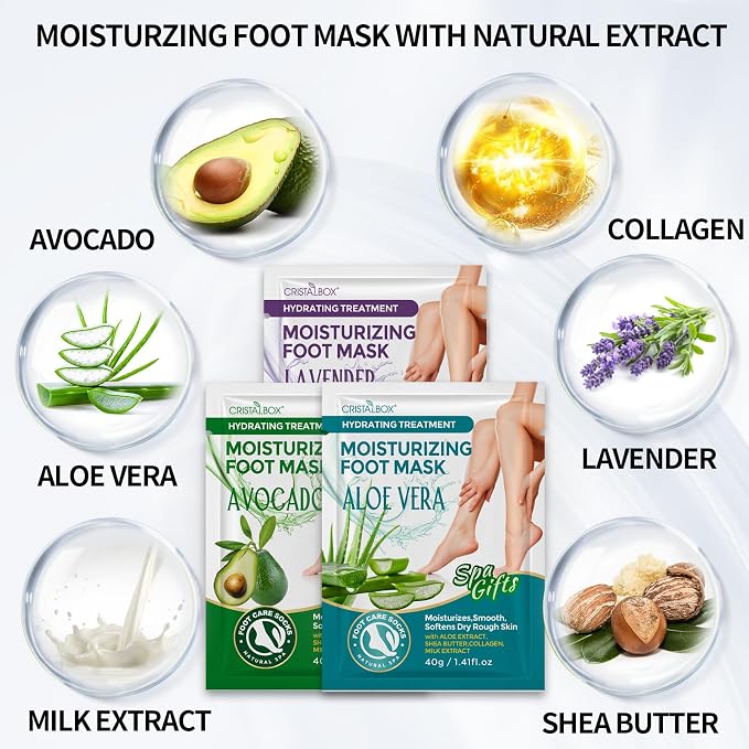 5 Pack Moisturizing Foot Mask, Hydrating Foot Masks - Image 3