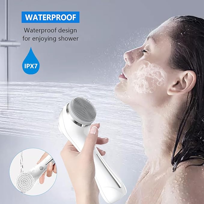 Facial Cleansing Brush, 2 in 1 Ｗaterproof IPx7 Facial Spin Scrubber Set - Image 3