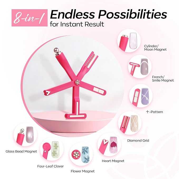Modelones Cat Eye Gel Polish Nail Magnet, 8-in-1 Cat Eye Magnet Tool - Image 5