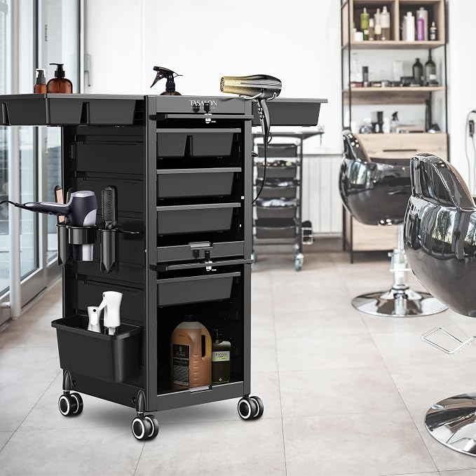 TASALON Professional Rolling Salon Cart, 6-Drawer Storage Trolley - Image 7