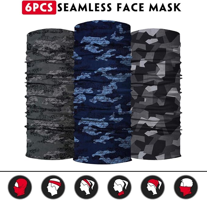 Venswell Neck Gaiter Face Mask Men Women, Seamless Bandana Rave Face Cover - Image 3
