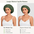 Shower Cap for Women Waterproof Reusable, Large Shower Cap Non-Slip - Image 3