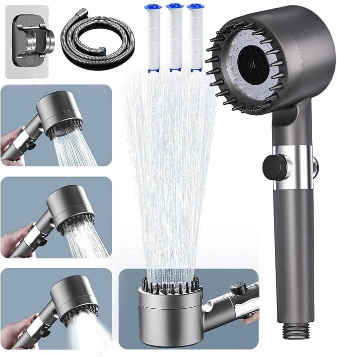 Filtered Shower Head with Handheld, ion High Pressure 4 Spray Mode Showerhead by Unknown