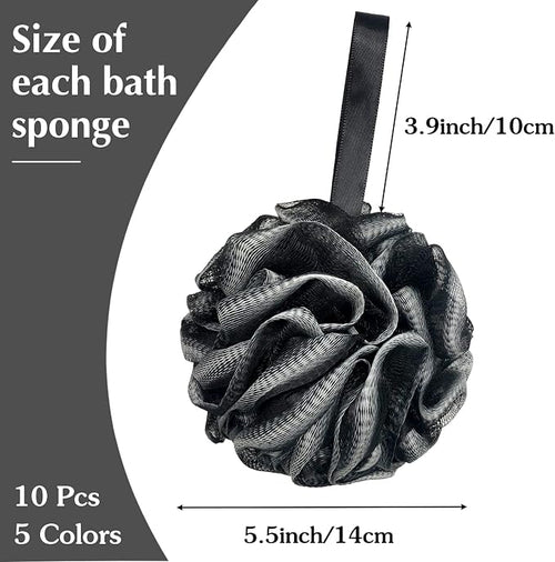 10 Pack Bath Sponge Shower Loofahs 40g, Mesh Pouf Bath Scrunchies Body Wash Puff - Image 2