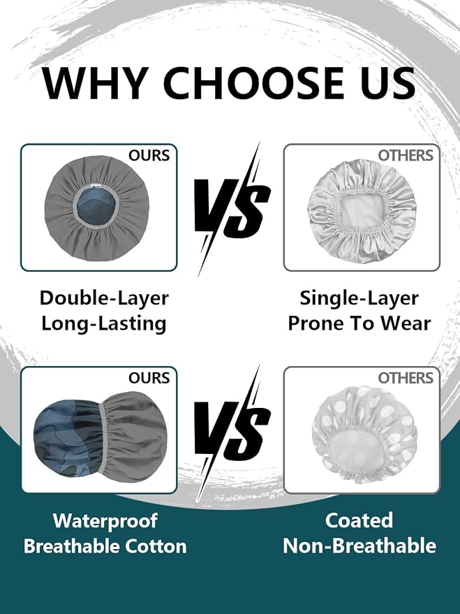 Years calm Men Shower Cap Reusable Waterproof, Dual-Layer Design, Double-Sided - Image 6