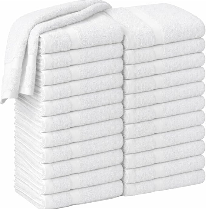 HOME ESSENTIALS Salon Towels 24 Pack, Quick Dry Gym Towels, Spa Face Towel by HOMEESSENTIALS