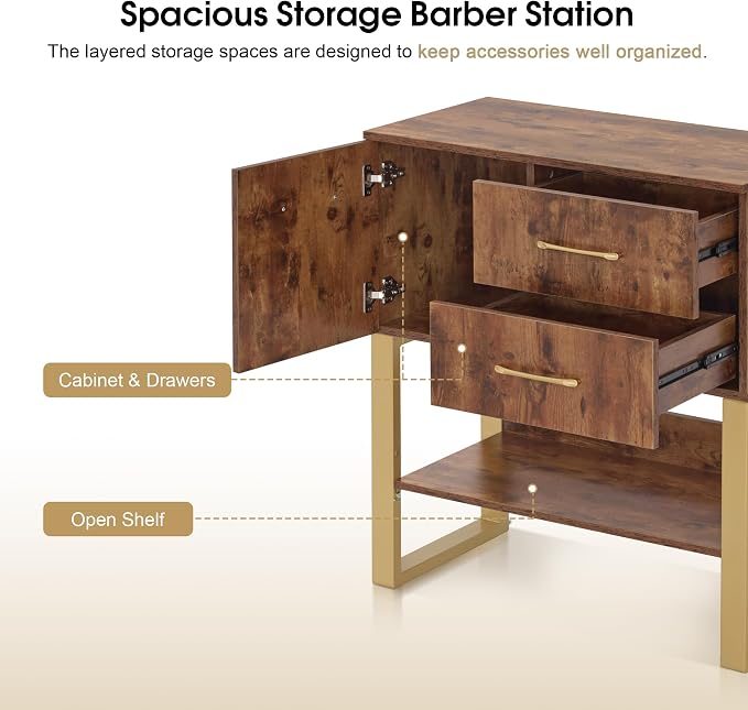BarberPub Styling Barber Station, Wall Mount Storage Cabinet, Salon Equipment - Image 6