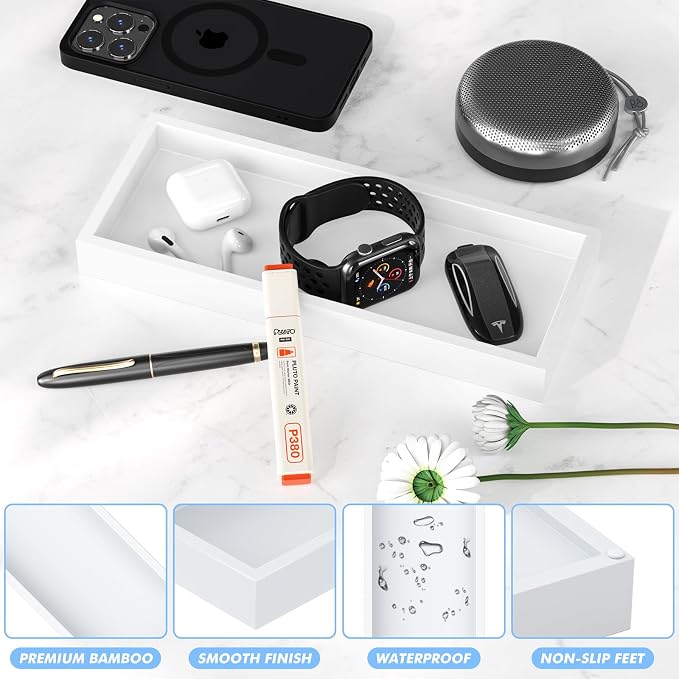 ZHWS Bathroom Vanity Tray for Countertop Decor Perfume Jewelry Toiletries - Image 4
