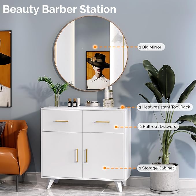 OmySalon Wall Mount Salon Station, Barber & Hair Stylist Station - Image 3