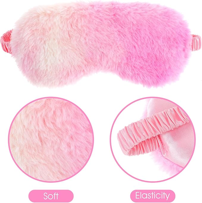 2 Pcs Plush Eye Mask Soft Sleeping Blindfold Eye Cover Comfortable Furry Faux - Image 5
