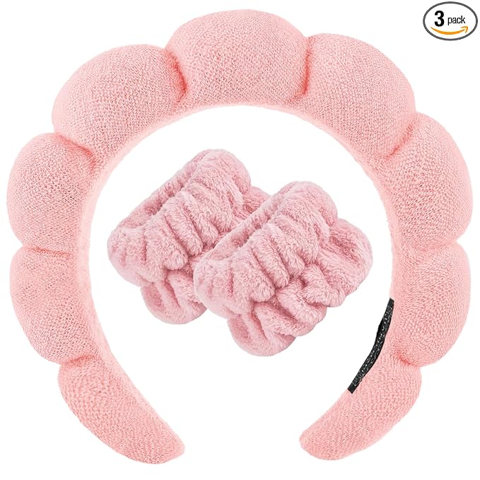 Zkptops Spa Headband for Washing Face Wristband Set Sponge Makeup Skincare by ZKPTOPS