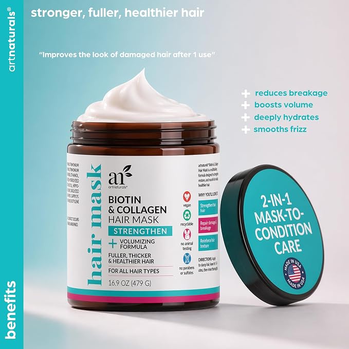 Artnaturals Biotin & Collagen Hair Mask – Strengthening & Volumizing Treatment - Image 3