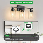 Unicozin 3 Light Bathroom Light Fixtures, Modern Vanity Lights Over Mirror - Image 4
