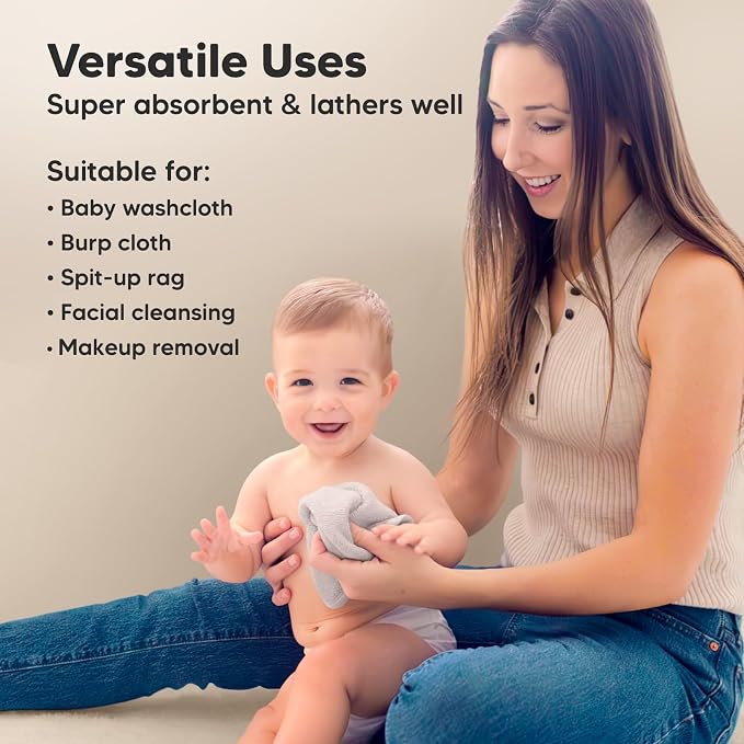 6-Pack Baby Washcloths – Soft Absorbent Viscose from Bamboo Washcloths - Image 6