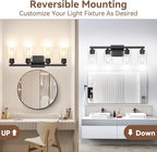 VerRon 4 Lights Bathroom Light Fixtures, Matte Black Modern Vanity Lights Over - Image 2