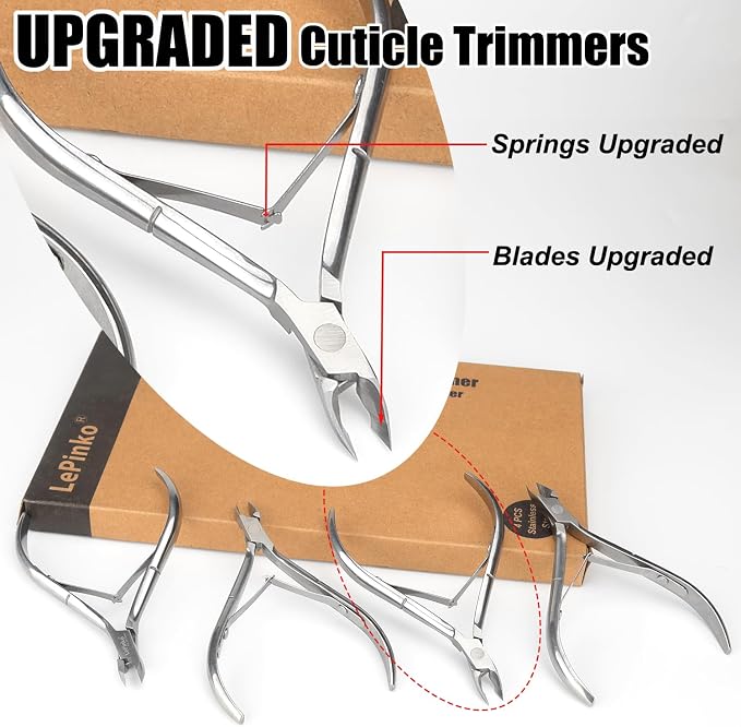 LePinko 4 Packs Upgraded Cuticle Trimmer kit, Sharp Dead Skin Clipper, - Image 2