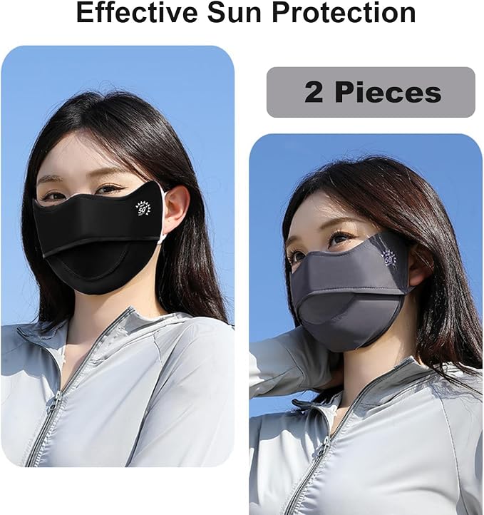2Pcs UV Face Mask, Sun Masks for Women, Cooling Breathable Face Cover for - Image 2