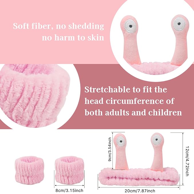 Snail Face Wash Headband Skincare & Wrist Bands - Image 2