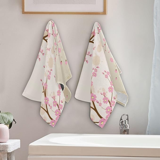 Pink Cherry Blossom Paris Hand Towels - Image 3