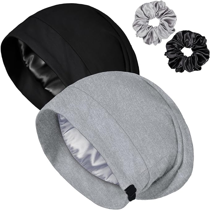 Satin Bonnet for Sleeping Night Cap, Adjustable Satin Lined Silk Bonnets Sleep by ROYBENS