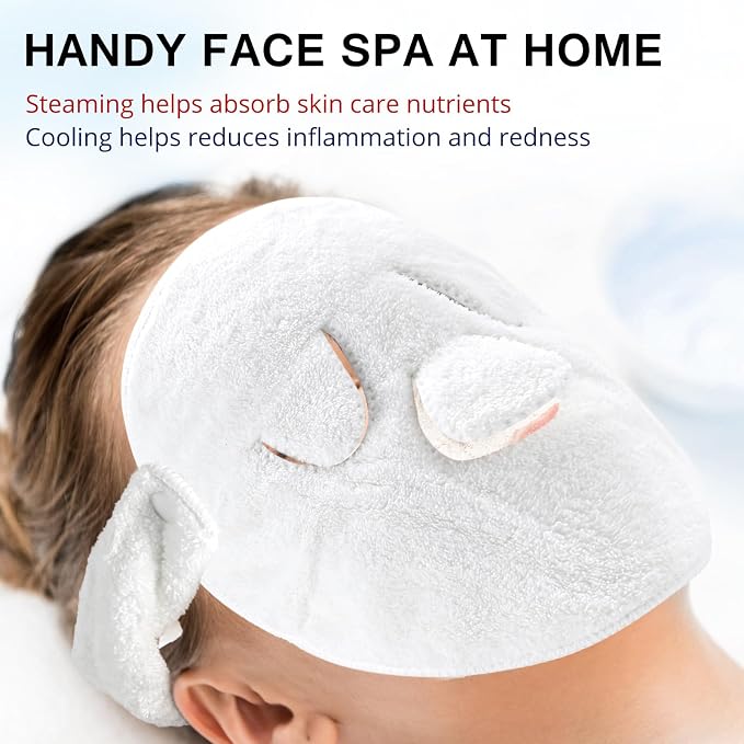 Face Steam Towel with Headband. Reusable Facial Steamer Spa Towels - Image 2