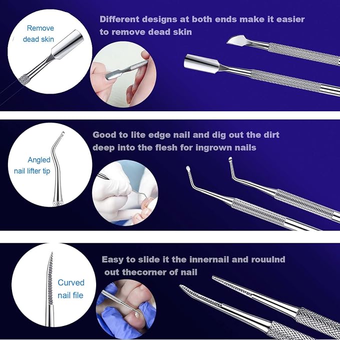 Ingrown Toenail File and Lifters Set, Professional Pedicure Tool Toenail - Image 3