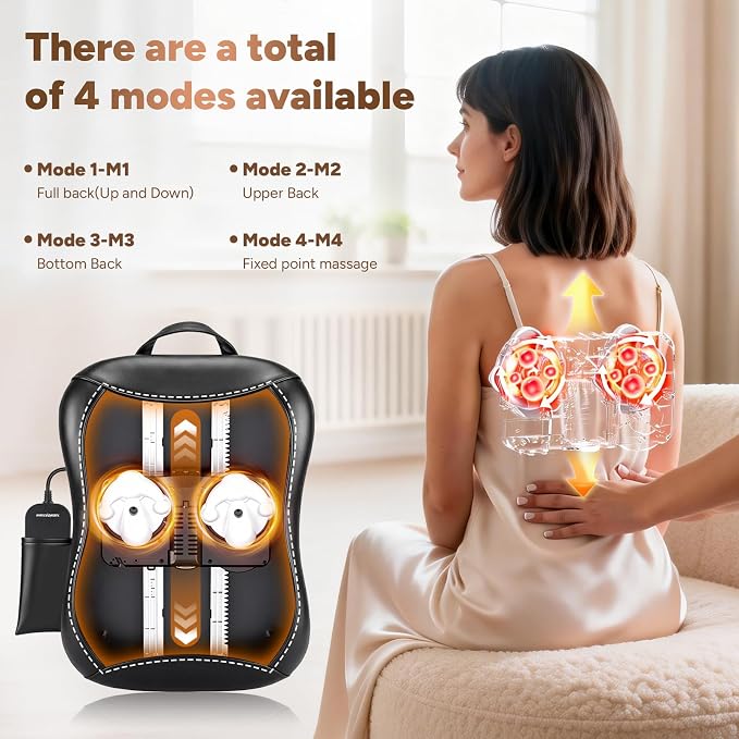 Back Massager with Heat, 4D Rolling Massage Nodes - Image 3