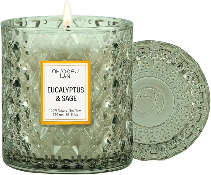 Chloefu LAN Eucalyptus & Sage Scented Candles Luxury Candle by ChloefuLANScentedCandles