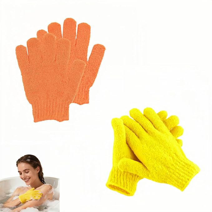 Exfoliating Shower Gloves, 2 Pairs Reinforced Nylon Bath Scrubbing Mitts by Unknown