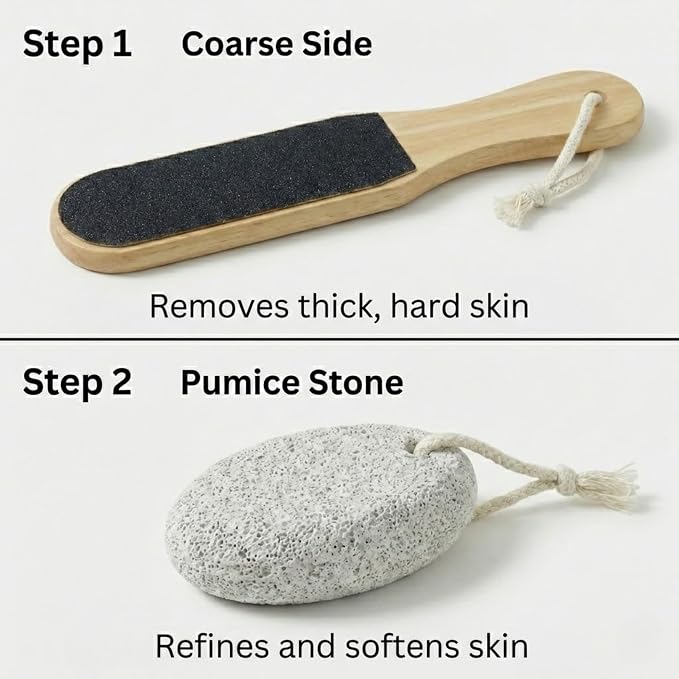 2-Piece Foot File and Pumice Stone Set, Wooden Callus Remover - Image 3