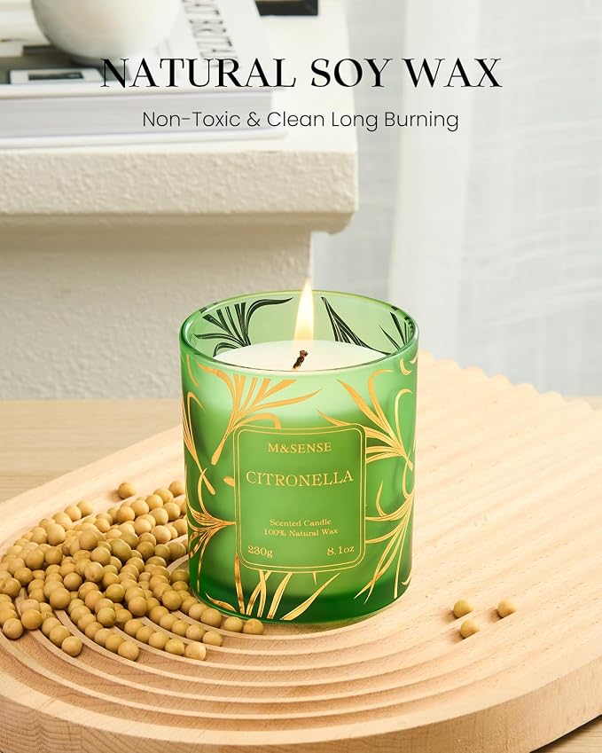 M&SENSE Citronella Candles Outdoor, 42 Hours Burn Natural Citronella Oil Soy - Image 3