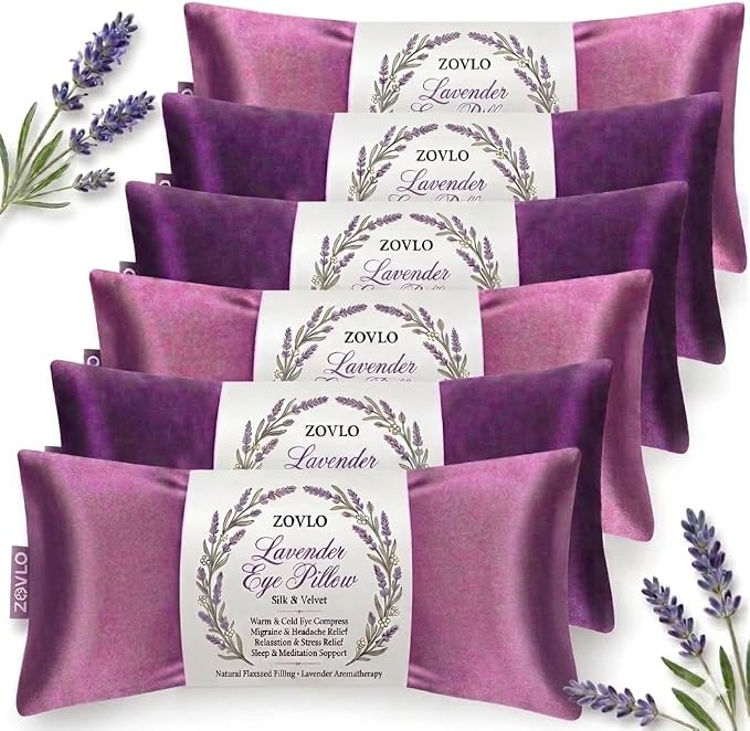 Lavender Eye Pillow for Relaxation, Weighted Eye Mask Heated for Headache - Image 8