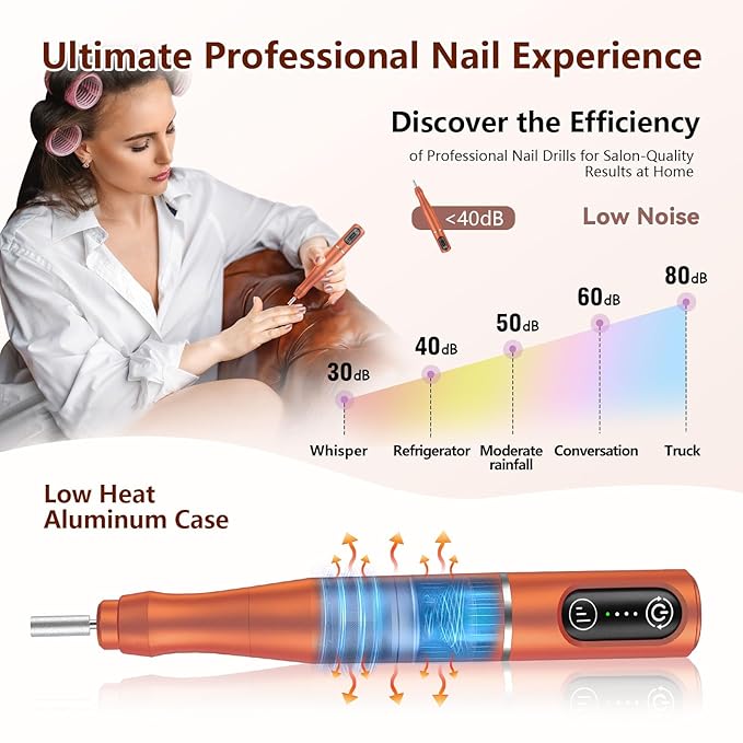 TUOBEO Cordless Nail Drill Electric Rechargeable File Kit, Professional Efile - Image 6