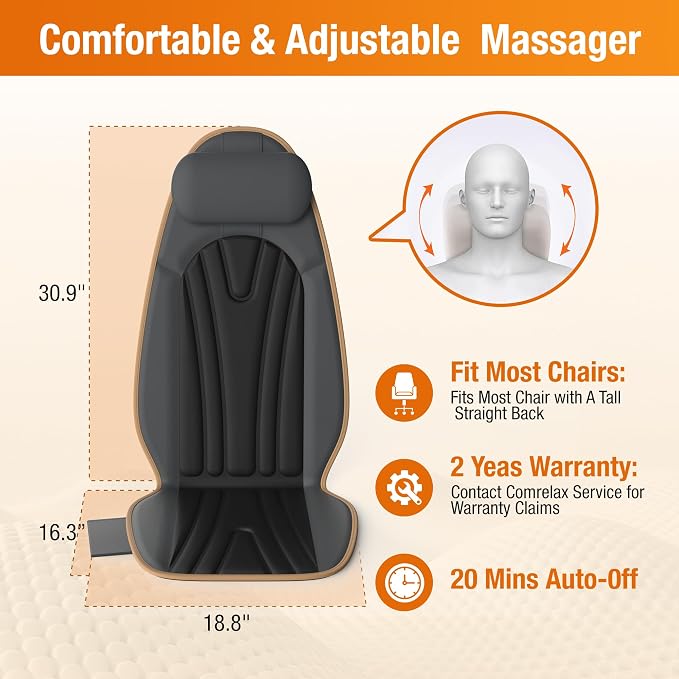 SLOTHMORE Heated Back Massager for Chair, Vibrating Massage Cushion - Image 5