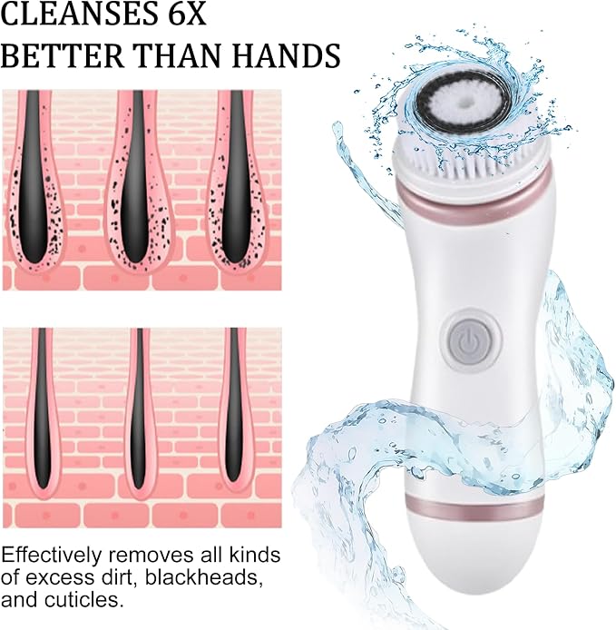 Facial Cleansing Brush, 4 in 1 Electric Face Scrubber - Image 4