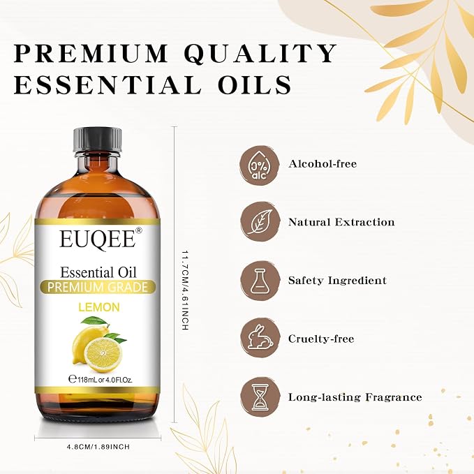EUQEE Lemon Essential Oil with Glass Dropper, DIY Soap, Humidifier, Candle - Image 5