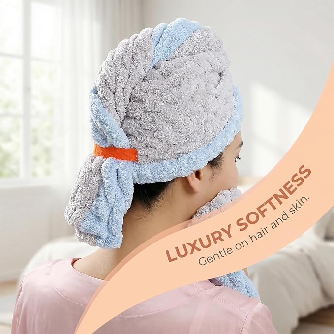Hair Towel Wrap for Women, High Absorbency Hair Drying Towel Wrap, Lightweight - Image 3