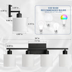 Black Vanity Lights for Bathroom, Anti-rust 4-Light Bathroom Light Fixtures - Image 2
