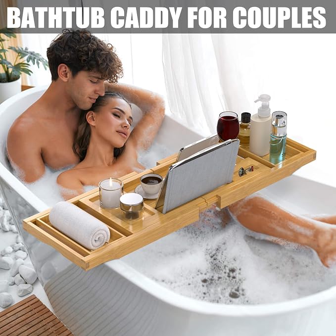 Bathtub Tray Caddy, Expandable Bath Trays - Image 2