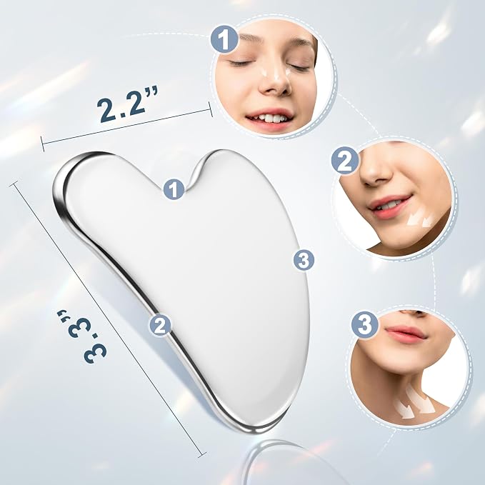 MoHern 2 Pcs Stainless Steel Gua Sha Tool, Gua Sha Facial Tools, Durable GuaSha - Image 5