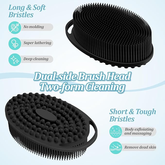 Silicone Back & Body & Face Scrubber Set 3PCS, Gentle Exfoliating Back & Body - Image 4