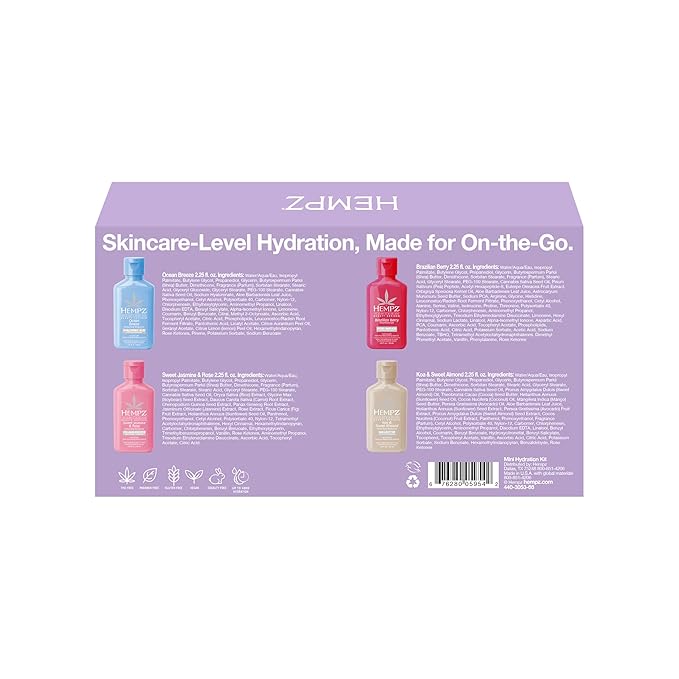 Hempz Mini Moisturizer Set, Hydrating Lotion Kit, Beauty Actives 4 pack - Image 3