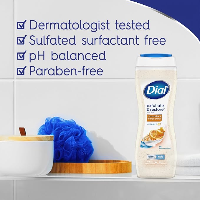 Dial Body Wash, Exfoliate & Restore Cocoa Butter & Orange Extract, 16 Fl Oz - Image 7