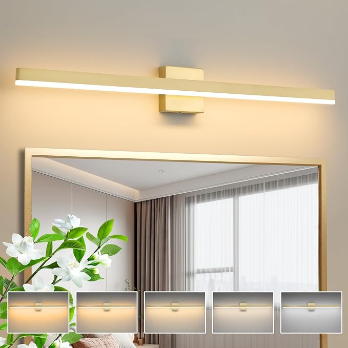 Gold Bathroom Vanity Light 39.4 inch, 30W Dimmable 5CCT LED Modern Bathroom by Eicrkodn