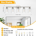 Unicozin Bathroom Light Fixtures, 5 Light Vanity Lights - Image 2