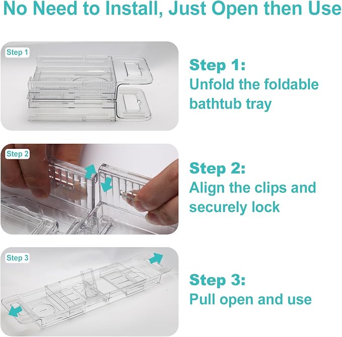 Expandable Bathtub Tray Caddy, Foldable Bath Table Trays, Bathtub & Bathroom - Image 4