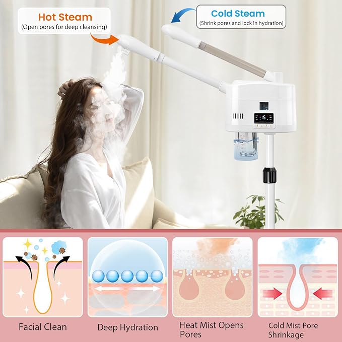 Salon Señor 2 in 1 Hot and Cold Facial Steamer, Professional Face Steamer on - Image 3