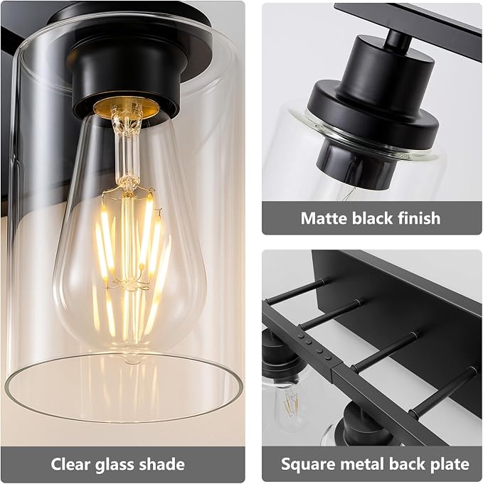 8 Light Black Bathroom Vanity Light Fixture, Long Farmhouse Vanity Lights Over - Image 4