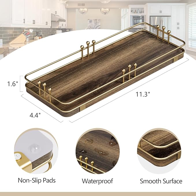 Bathroom Vanity Tray for Countertop Toiletries Perfume Makeup Soap Dispenser - Image 2