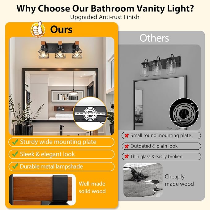 3-Light Farmhouse Vanity Lights - Image 7